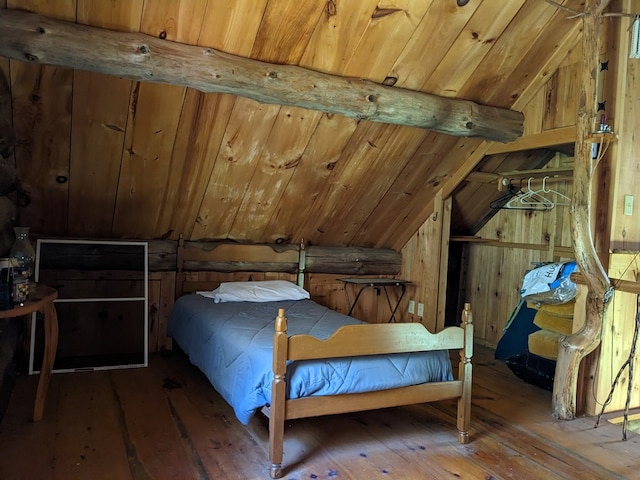 480 Bowers Rd, Coudersport, PA 16915 - bedroom with vaulted ceiling, wood-type flooring, and wooden ceiling