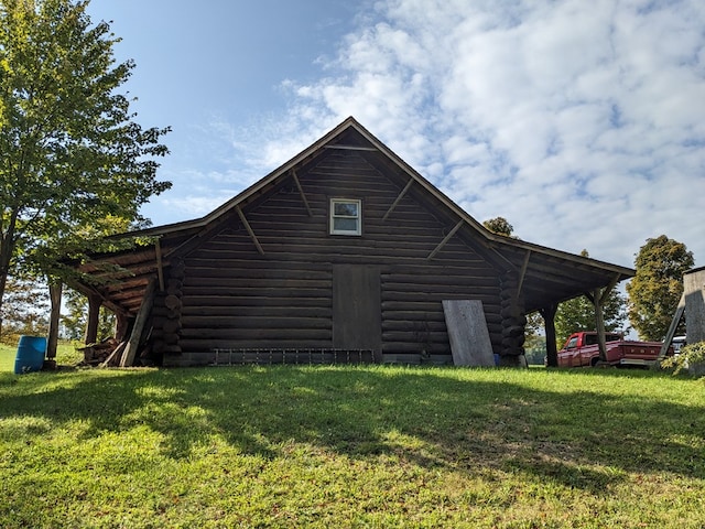 480 Bowers Rd, Coudersport, PA 16915 - rear view of house with log exterior and a yard