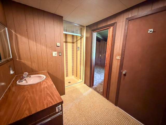 986 Wesauking Dr, Towanda, PA 18848 - full bath featuring a shower stall, vanity, and wood walls