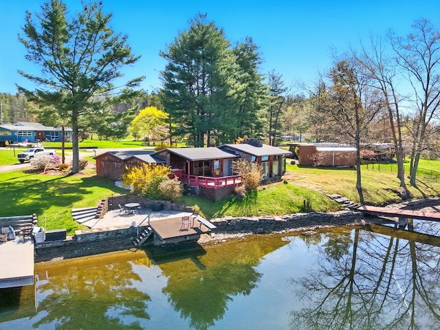 986 Wesauking Dr, Towanda, PA 18848 - dock featuring a lawn and a deck with water view
