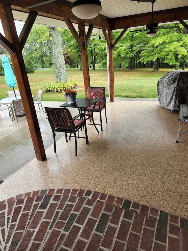 view of patio / terrace featuring grilling area and ceiling fan