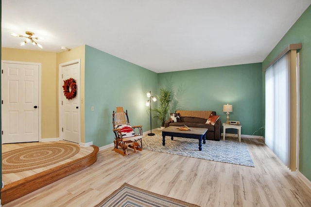 interior space with light hardwood / wood-style flooring