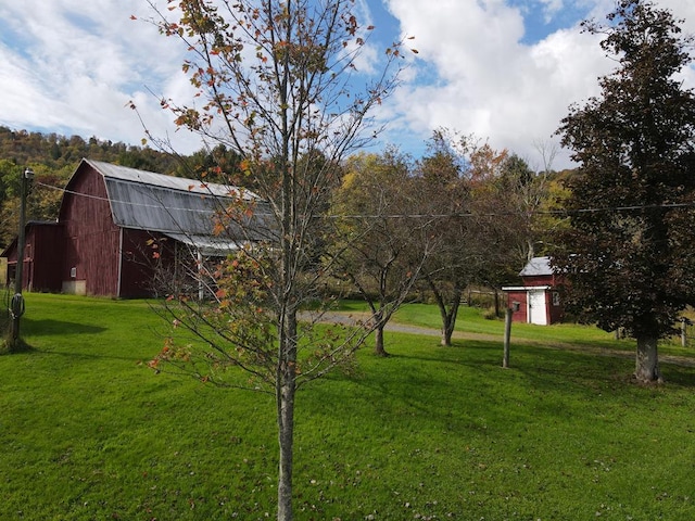 view of yard with an outbuilding