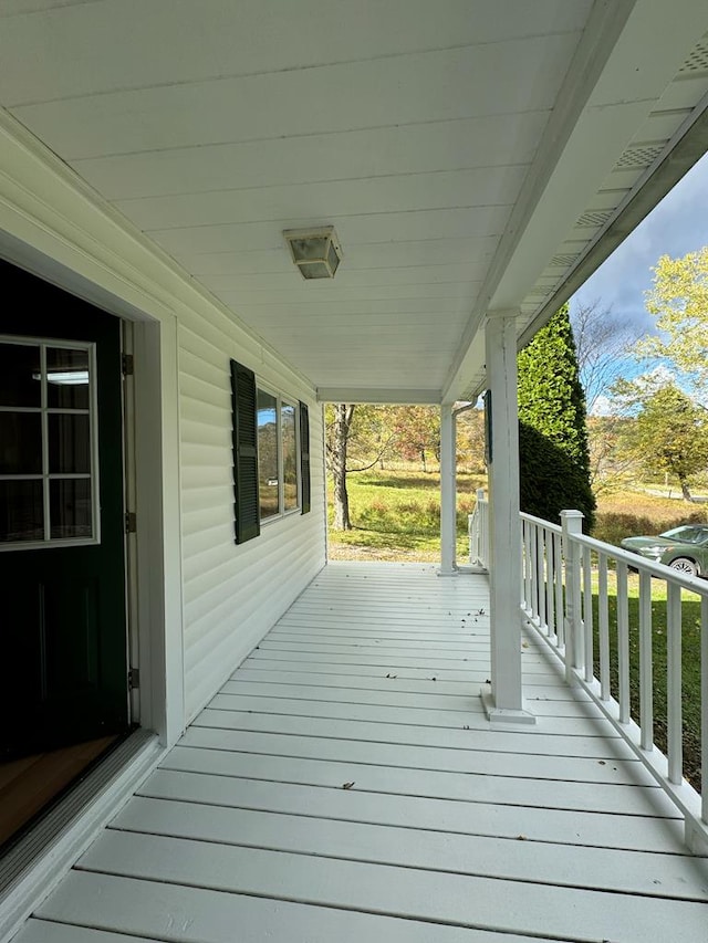 deck featuring a porch