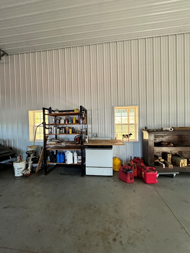 garage featuring fridge