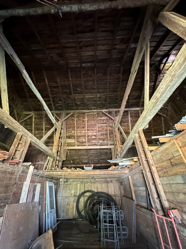 view of unfinished attic