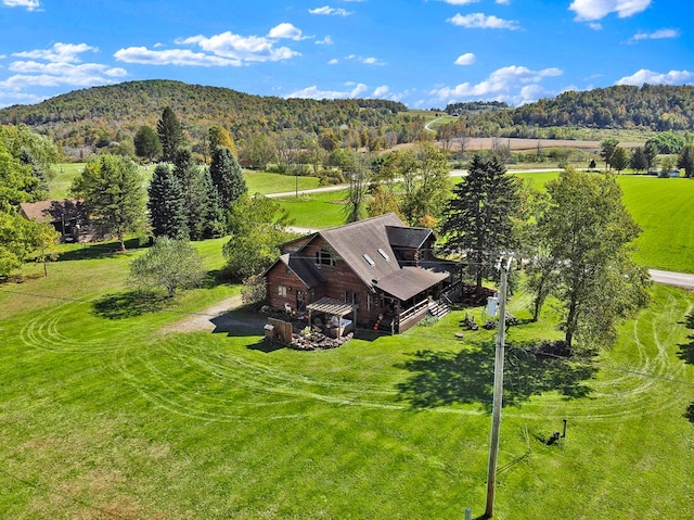 drone / aerial view with a mountain view