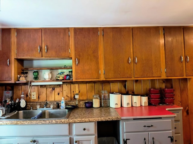 2826 Austinville Rd, Troy, PA 16947 - kitchen with a sink, open shelves, and brown cabinets