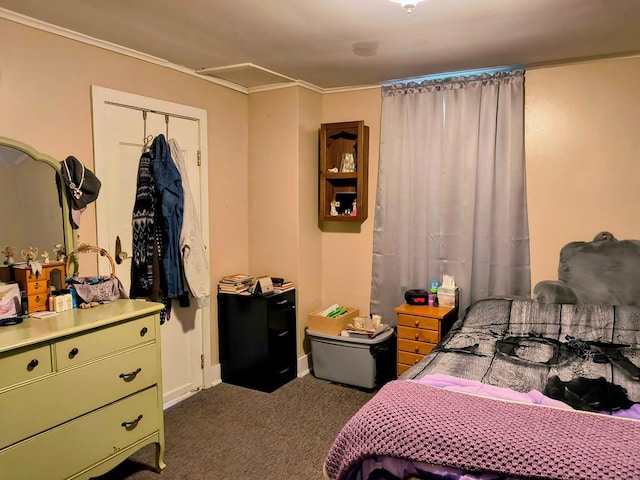 2826 Austinville Rd, Troy, PA 16947 - bedroom with dark colored carpet, crown molding, and baseboards