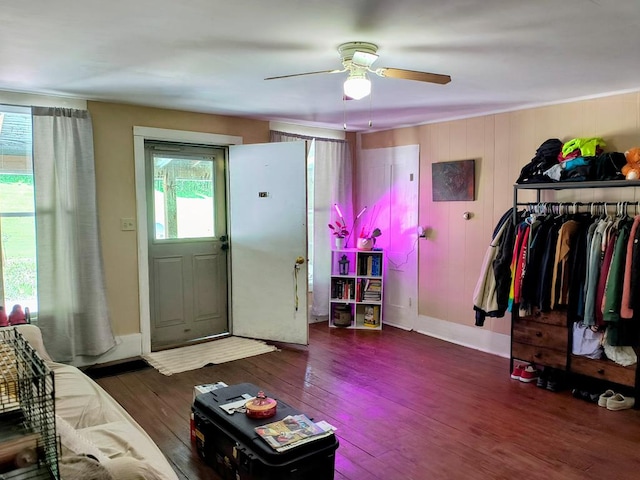 2826 Austinville Rd, Troy, PA 16947 - living room with hardwood / wood-style floors, ceiling fan, and baseboards