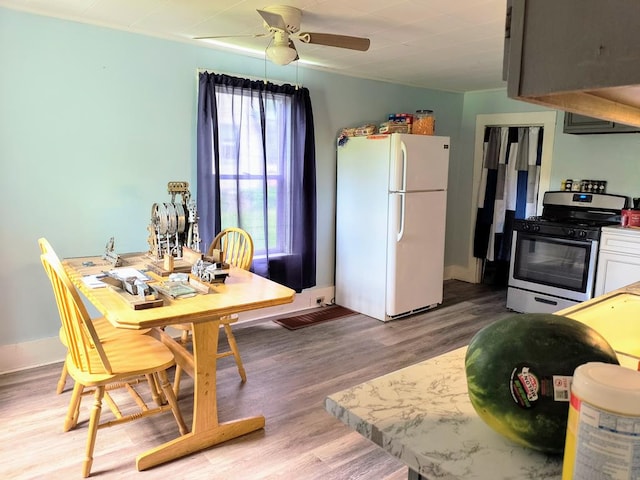 2826 Austinville Rd, Troy, PA 16947 - dining space featuring a ceiling fan and wood finished floors