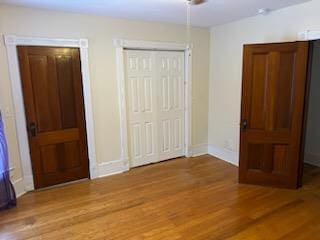 unfurnished bedroom featuring light hardwood / wood-style flooring