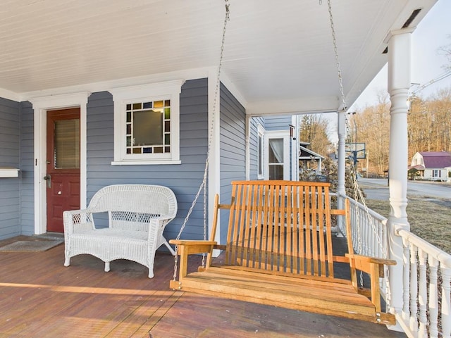 deck with covered porch