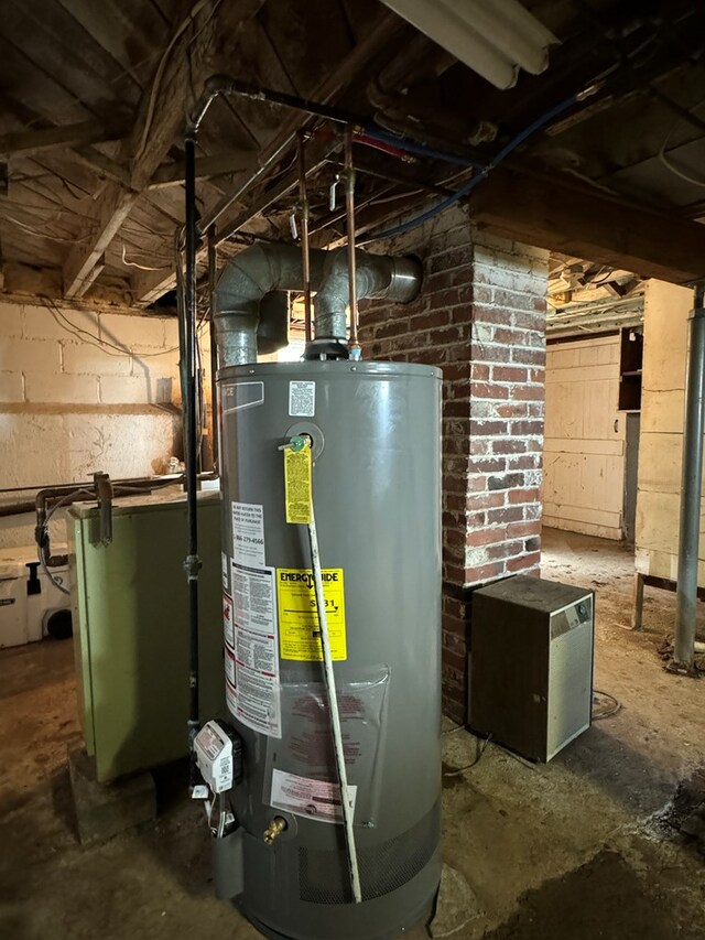 utility room with water heater