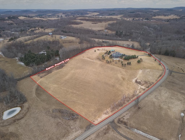 aerial view featuring a rural view