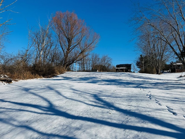 view of yard layered in snow