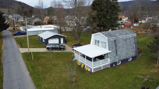 drone / aerial view with a mountain view