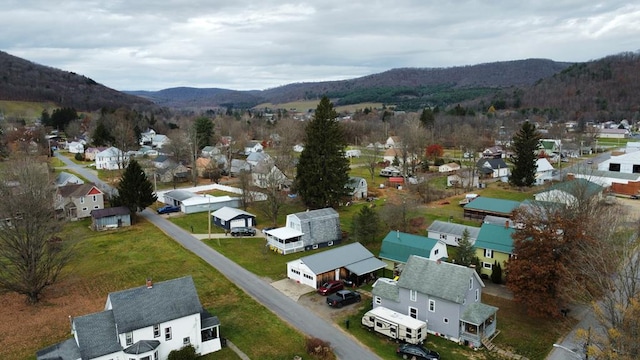 aerial view with a mountain view