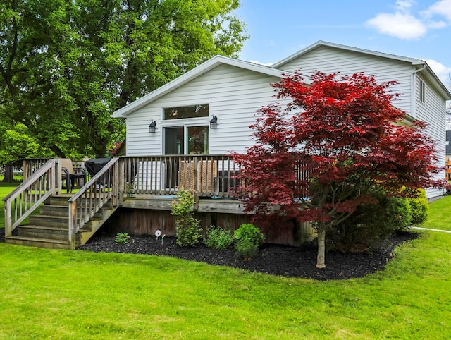 109 Alden St, Sayre, PA 18840 - back of house featuring a yard, a deck, and stairs