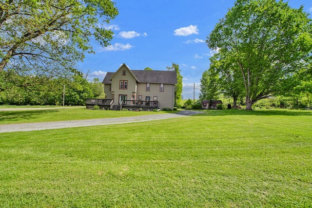 1349 Hills Creek Rd, Wellsboro, PA 16901 - view of front facade featuring a wooden deck and a front yard