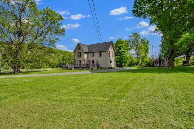 1349 Hills Creek Rd, Wellsboro, PA 16901 - view of grassy yard with a wooden deck