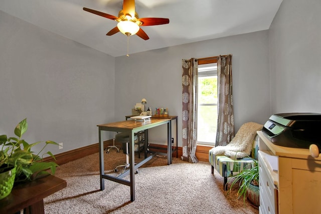 1349 Hills Creek Rd, Wellsboro, PA 16901 - carpeted home office with a ceiling fan and baseboards