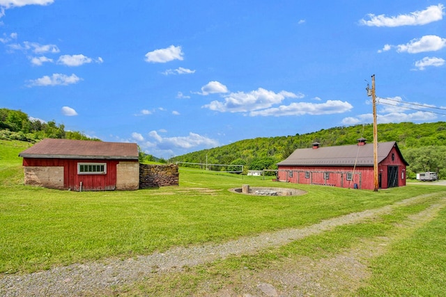 1349 Hills Creek Rd, Wellsboro, PA 16901 - view of green lawn featuring a wooded view and a mountain view
