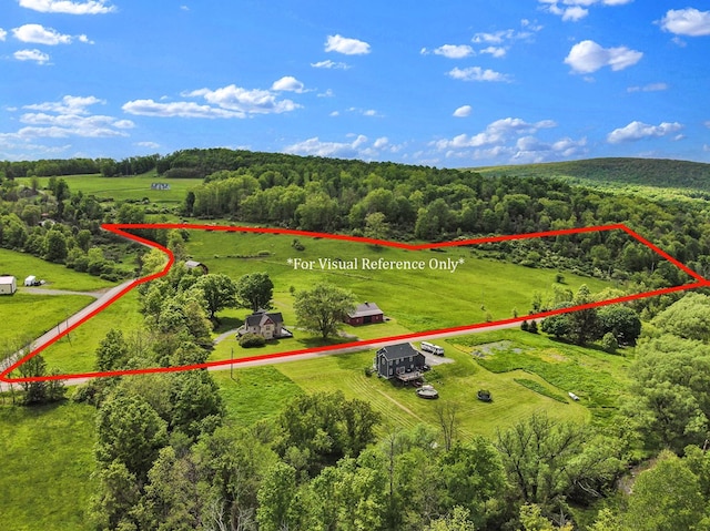 1349 Hills Creek Rd, Wellsboro, PA 16901 - aerial view of sparsely populated area featuring property parcel outlined, a heavily wooded area, and agricultural land