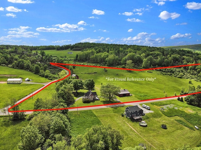 1349 Hills Creek Rd, Wellsboro, PA 16901 - aerial view of sparsely populated area with property boundaries highlighted and agricultural land