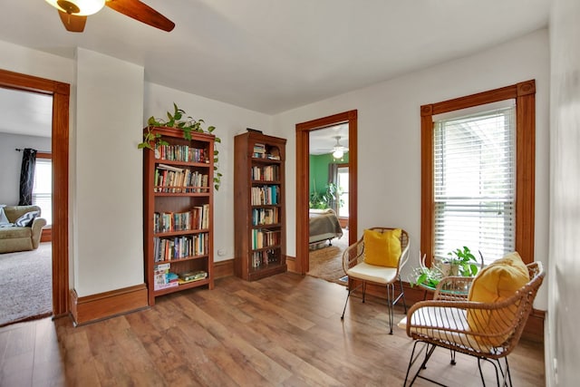 1349 Hills Creek Rd, Wellsboro, PA 16901 - living area with ceiling fan, baseboards, and wood finished floors