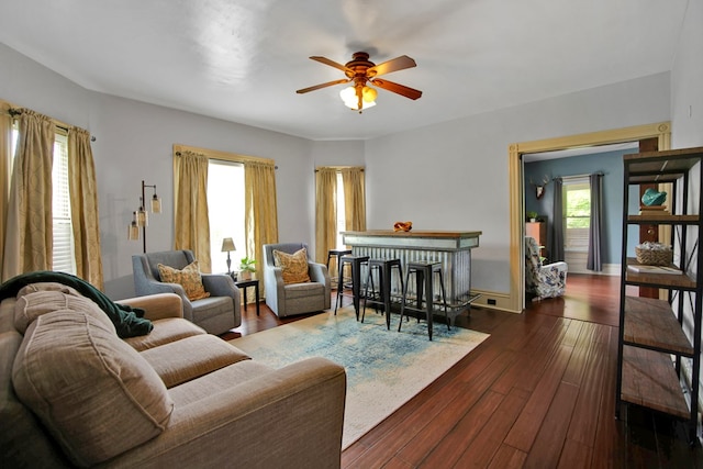 1349 Hills Creek Rd, Wellsboro, PA 16901 - living room featuring a ceiling fan, plenty of natural light, and wood-type flooring