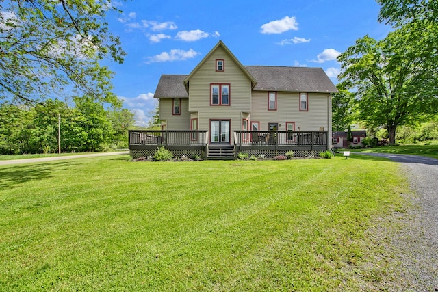 1349 Hills Creek Rd, Wellsboro, PA 16901 - rear view of property featuring a wooden deck, a yard, and roof with shingles