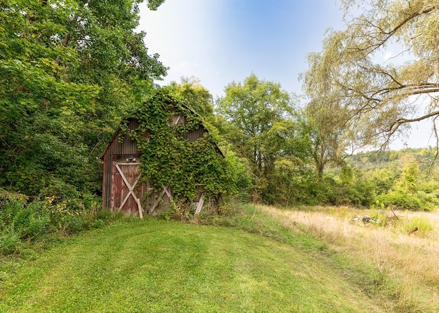 view of yard featuring an outdoor structure