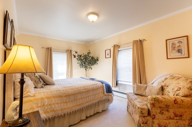 5 Eberenz St, Wellsboro, PA 16901 - bedroom featuring light carpet, a baseboard heating unit, and ornamental molding