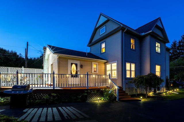 5 Eberenz St, Wellsboro, PA 16901 - back of property featuring a wooden deck