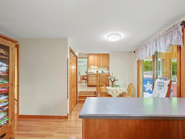 1817 Cotton Hollow Rd, Athens, PA 18810 - kitchen featuring light wood-style flooring, baseboards, and dark countertops