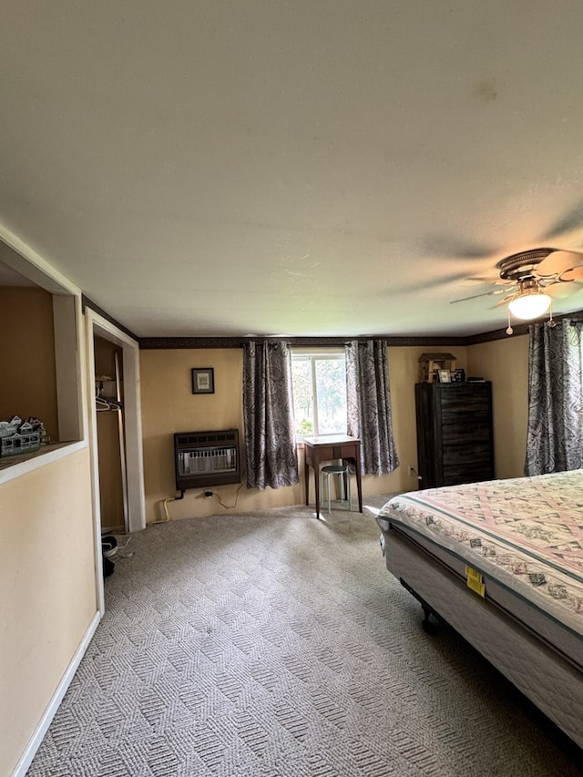 66 Benton St, Port Allegany, PA 16743 - bedroom with carpet floors, heating unit, and a ceiling fan