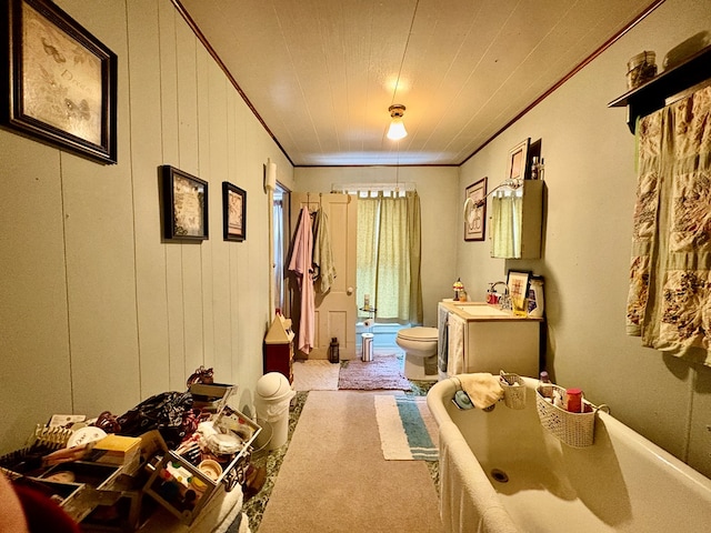 bedroom with crown molding