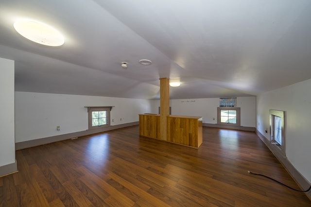1155 Oak Hill Rd, Troy, PA 16947 - bonus room featuring dark wood-type flooring, a wealth of natural light, and vaulted ceiling