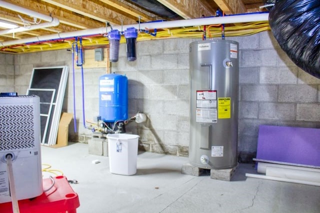 utility room featuring electric water heater