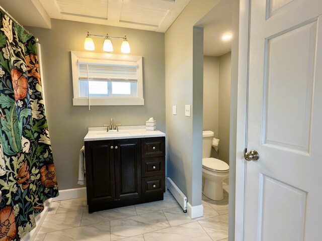 113 1st St, Shinglehouse, PA 16748 - bathroom with baseboards, toilet, and vanity