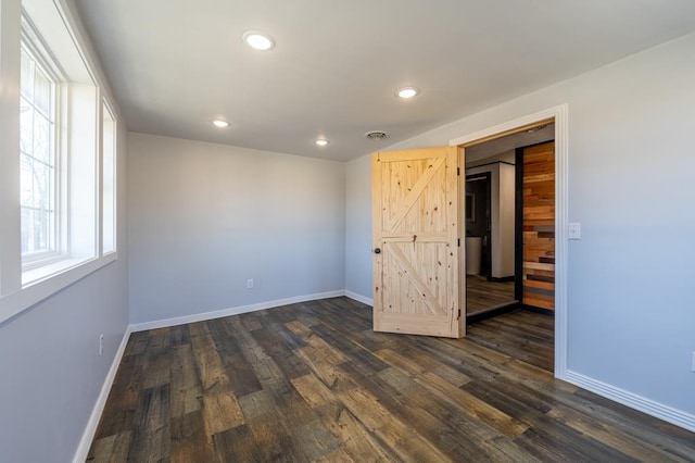 17899 Rte 6, Towanda, PA 18848 - empty room featuring baseboards, dark wood finished floors, and recessed lighting