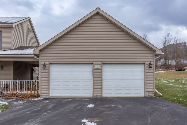 garage with a porch