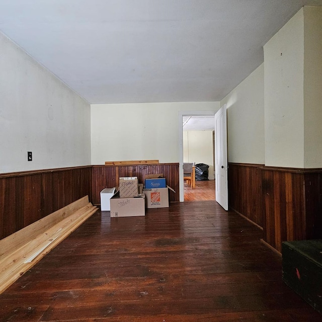 interior space with dark wood-type flooring