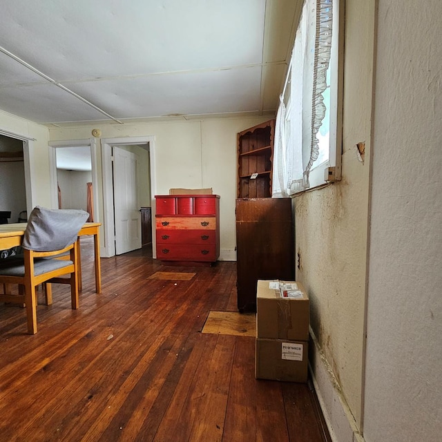 misc room with dark hardwood / wood-style flooring