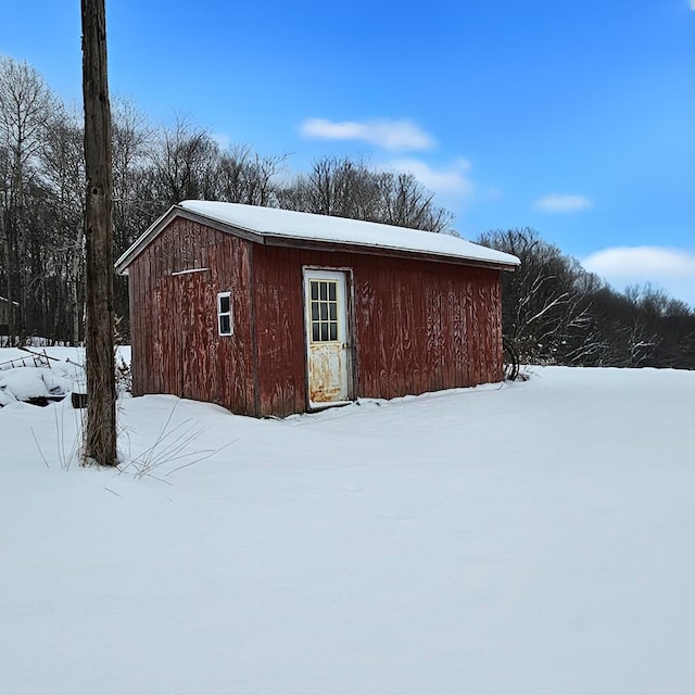 view of snow covered structure