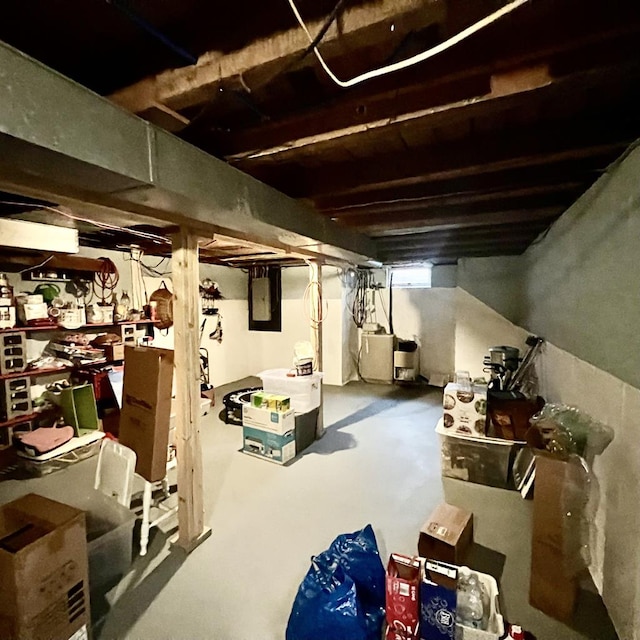 basement with electric panel