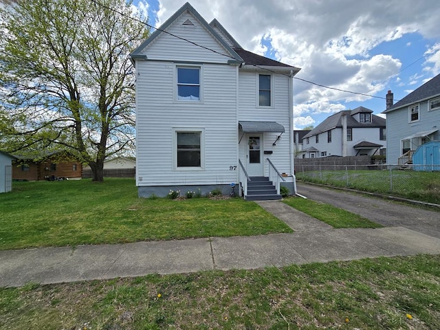 97 Lincoln St, Sayre, PA 18840 - traditional-style house featuring fence, a front yard, and entry steps