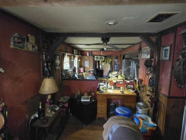 79 Back St, Millerton, PA 16936 - misc room with wood finished floors, a workshop area, and ceiling fan
