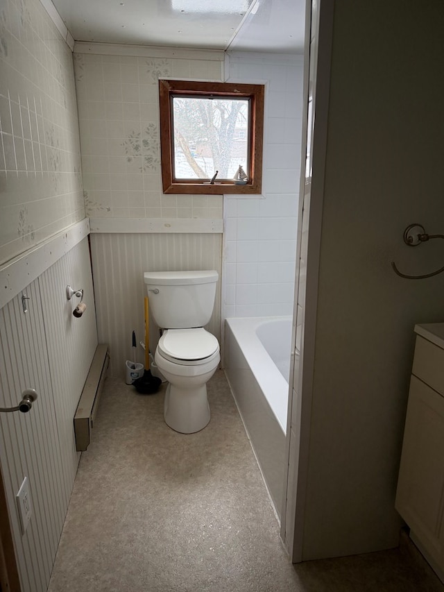 116 Morral Rd, Wellsboro, PA 16901 - bathroom with a bath, vanity, toilet, a shower, and a baseboard radiator